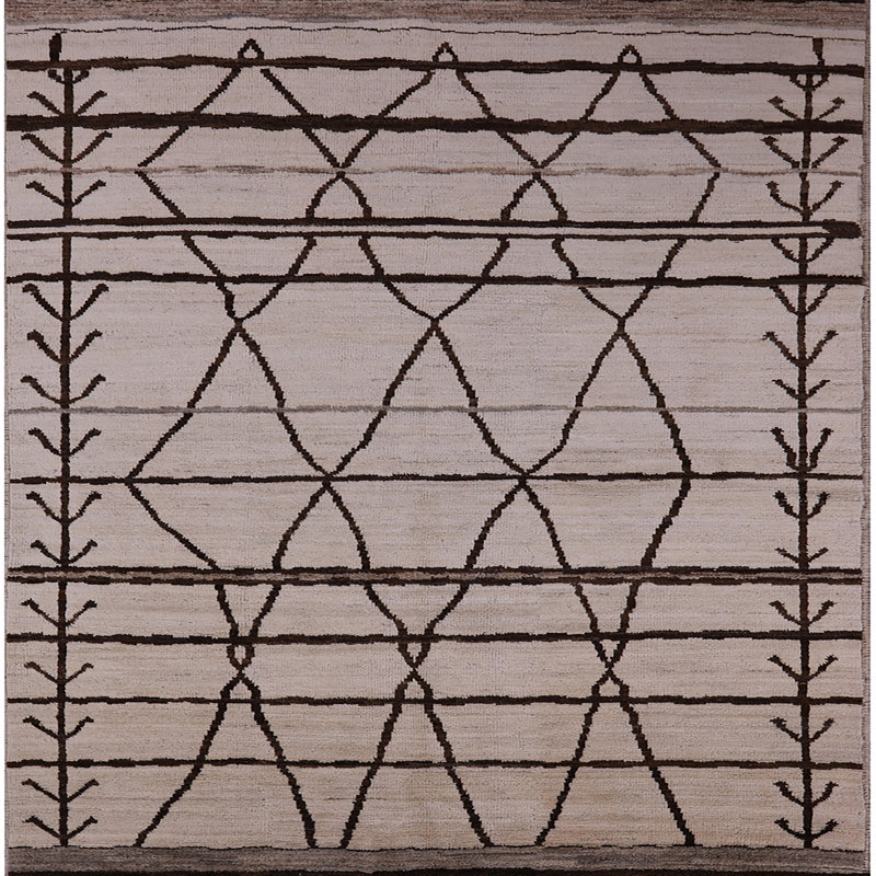Tapis brun à motif géométrique Bayfield, Carré 8 pi