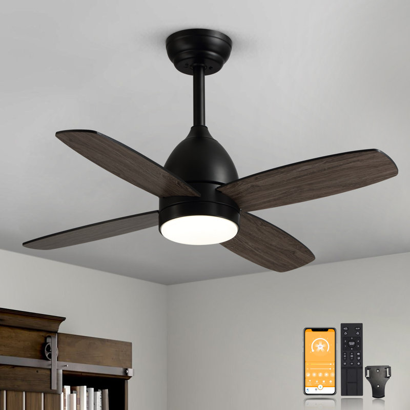 36.6'' Black Ceiling Fan With Remote Control And Light Kit