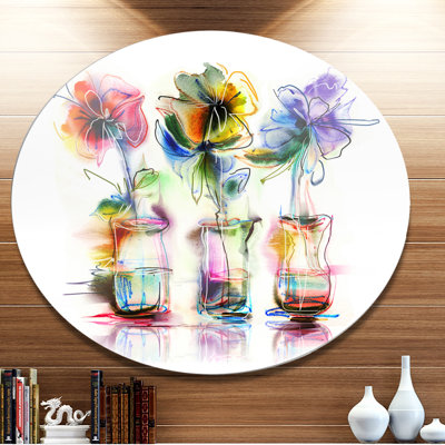 " Abstract Flowers In Glass Vases "