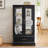 Lighted Glass Curio Cabinet With Adjustable Shelves - Elegant 2-Door Display Cabinet & Built-In Drawer, Includes Bulb