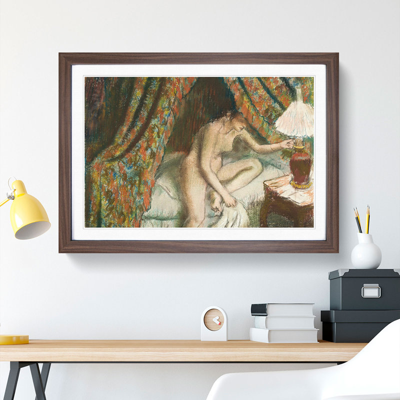 XX-A-1280X Naked Woman in Bed by Edgar Degas - Picture Frame Painting, Walnut Framed, 36cm H x 48cm W x 2cm D