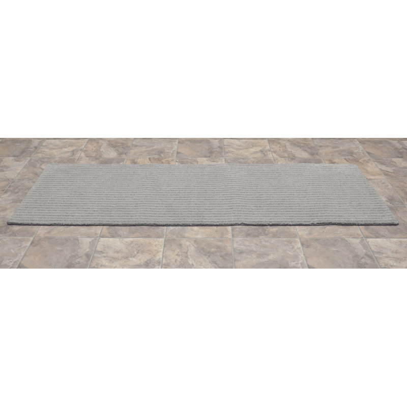 Viridian Nylon Bath Rug with Non-Slip Backing, Runner 22" x 60", Platinum Gray