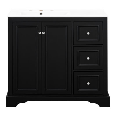 36-inch Bathroom Vanity With Transitional Charm, Sink, And Multiple Drawer Configurations For Flexibility 36'' In Design, 3 Drawers, Adjustable , Ceramic Sink Long-term Use