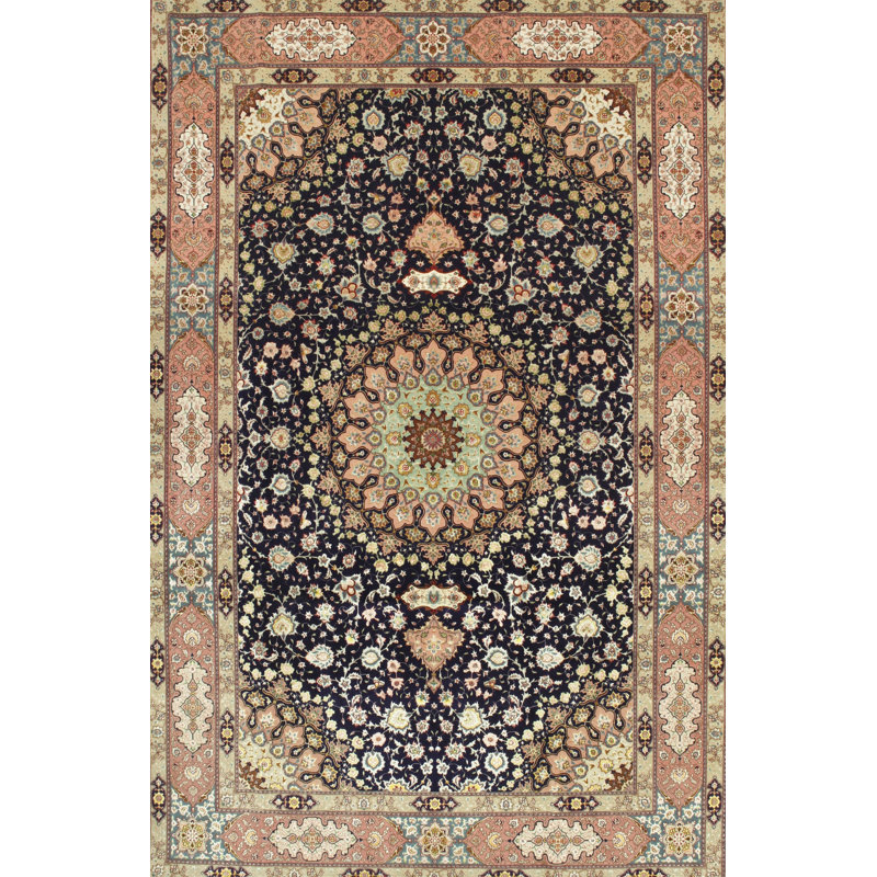 Tapis traditionnel brun / bleu, Rectangle 6 pi x 9 pi