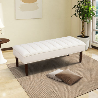 Banc rembourré en sherpa blanc cassé