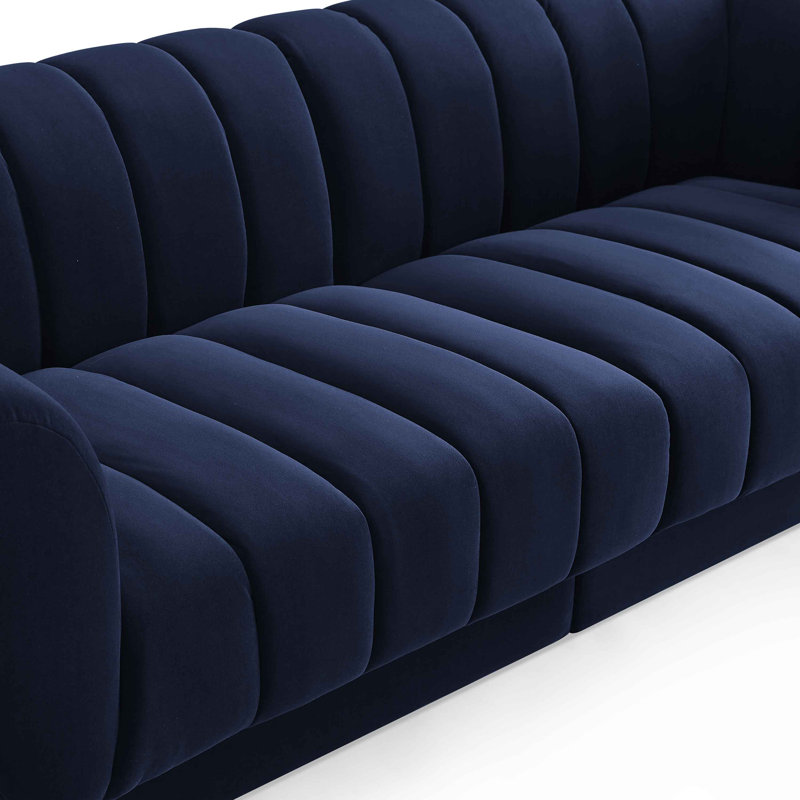 Canapé Chesterfield Siniya, H 30,3 po x l 88,2 po x P 34,3 po, 3, Bleu