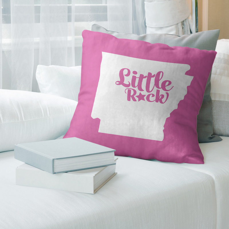 Housse de coussin carré en lin, Little Rock, 14 po x 14 po, Rose