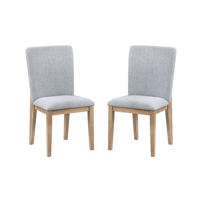 Caspian Set of 2 Gray Linen and Oak Finish 19" Dining Chair