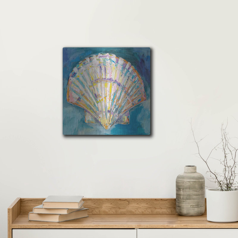 Art mural en métal Beachcrest Home ™ «Scallop Shell Crop» par Jeanette Vertentes, H 12 po x l 12 po