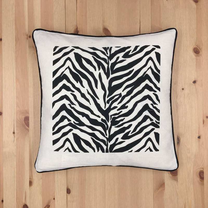 Zebra Print On Ivory With Polyester Insert Pillow