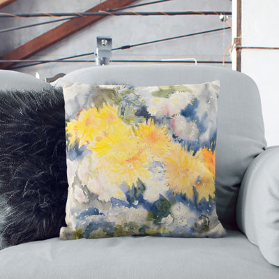Yellow Flowers Square Throw Cushion