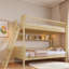 Lit superposé en bois avec 3 tablettes de rangement et échelle interchangeable-59842251