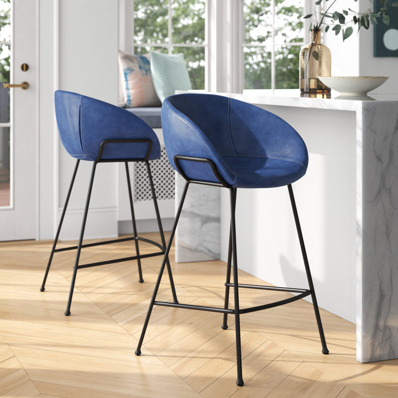 Tabouret de bar et de comptoir Ardea, Tabouret de comptoir (assise de 25,6 po de hauteur, Similicuir rétro gris foncé