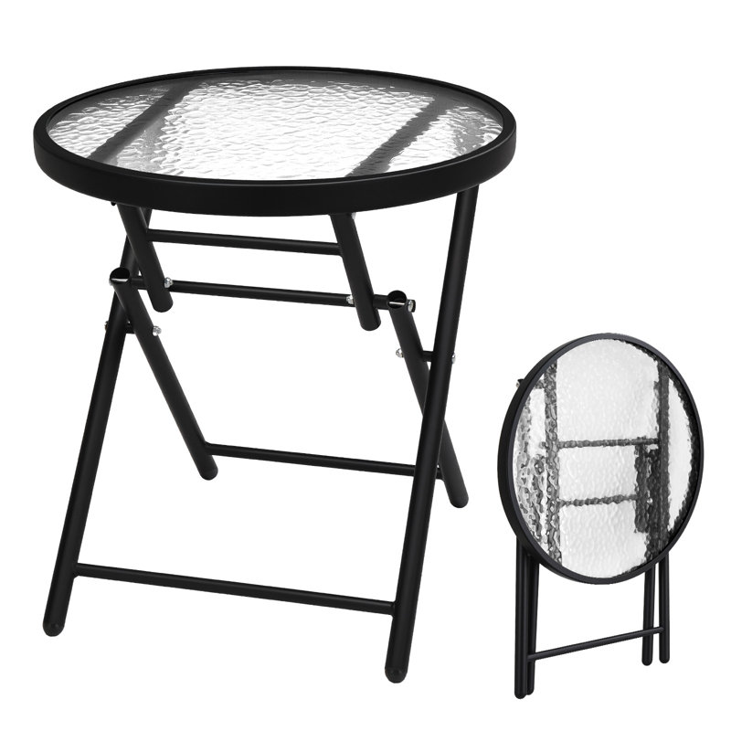 18 po Table d'appoint pliante ronde en métal pour patio