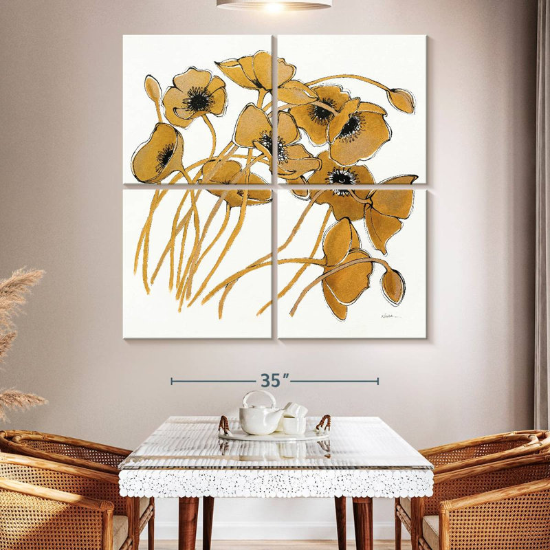 Coquelicots Harnek Gold Black Line II, H 50 po x l 50 po