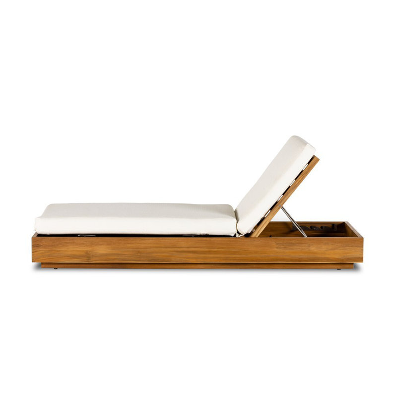Kinta Outdoor Teak Chaise Lounge, White