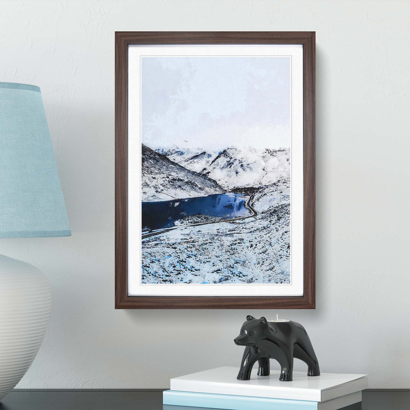 Tryfan Mountain in Snowdonia Wales - Picture Frame Graphic Art Print, 60cm H x 40cm W x 2cm D, Walnut