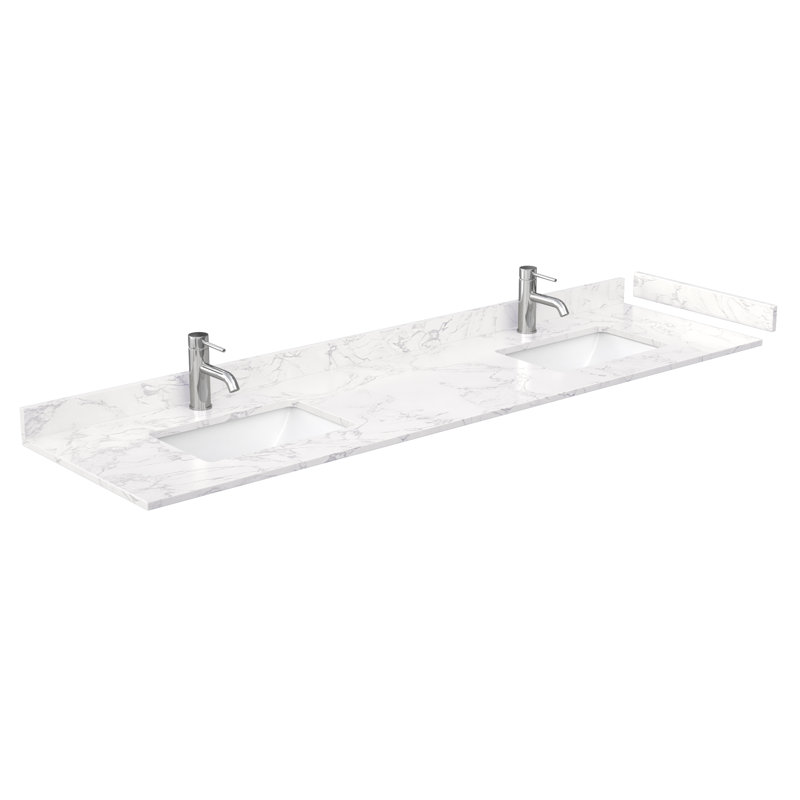 Daria 80'' W Double Vanity, White, Polished Chrome, Carrara Cultured Marble