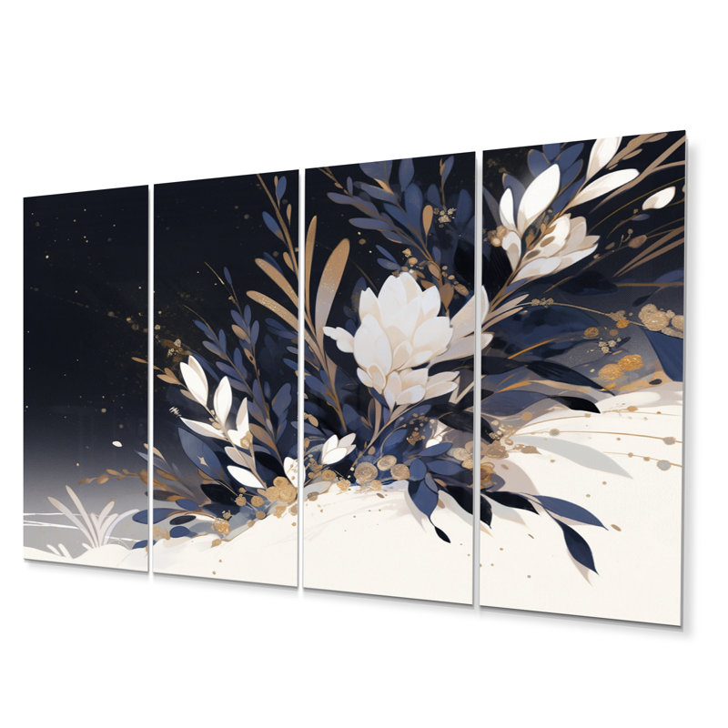 Blue Gold Herbs Garden II - ensemble de reproduction d'art floral en métal