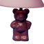 Lampe de table en céramique de 13 po de hauteur, design d'ours en peluche avec finition rose, abat-jour en lin