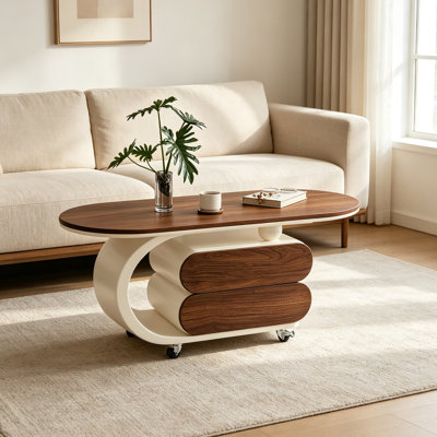 Movable Coffee Table With Drawer Storage