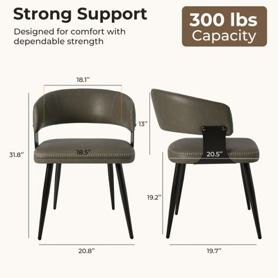 Modern Upholstered Dining Chair with Curved Back and Metal Legs (Set of 2)