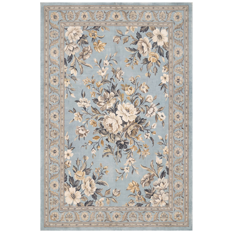 Tapis Belvedere à poils courts, motif floral bleu, ivoire, or, gris et beige, antidérapant, pour intérieur et extérieur, adapté aux animaux domestiques, idéal pour le salon, la chambre, la salle à manger, l'entrée, le corridor, le bureau, la cuisine, motif floral taupe, résistant au passage, facile à nettoyer, imprimé, ultra doux, bord ourlé et lavable.