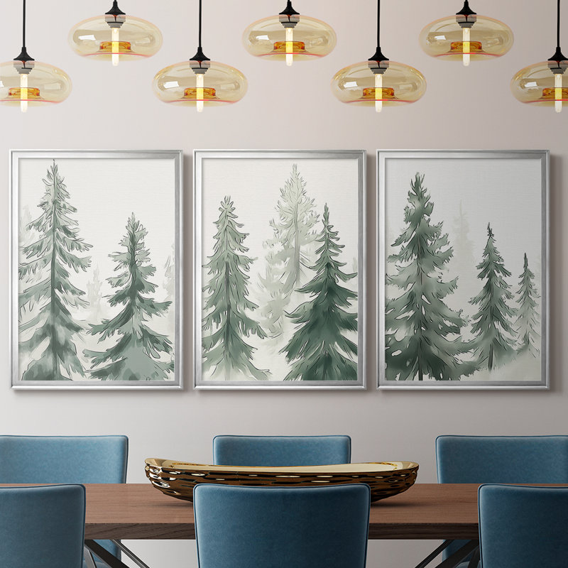 Christmas Holiday Art XCII - Toile tendue avec châssis sur mesure - 3 pièces, H 19 po x l 45 po