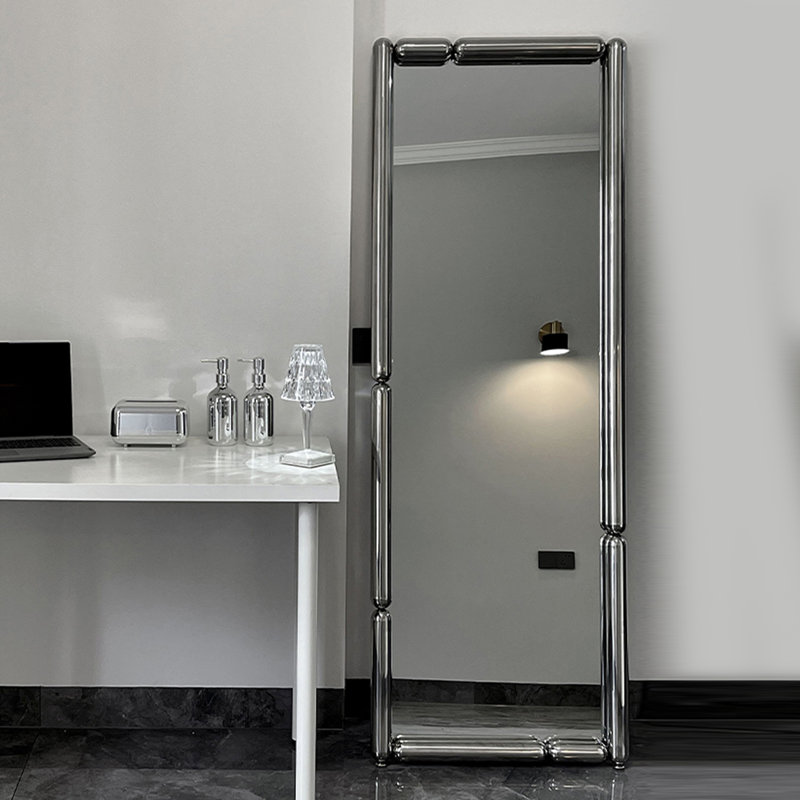 Miroir pleine longueur moderne en acier inoxydable, 70,87 po x 31,5 po
