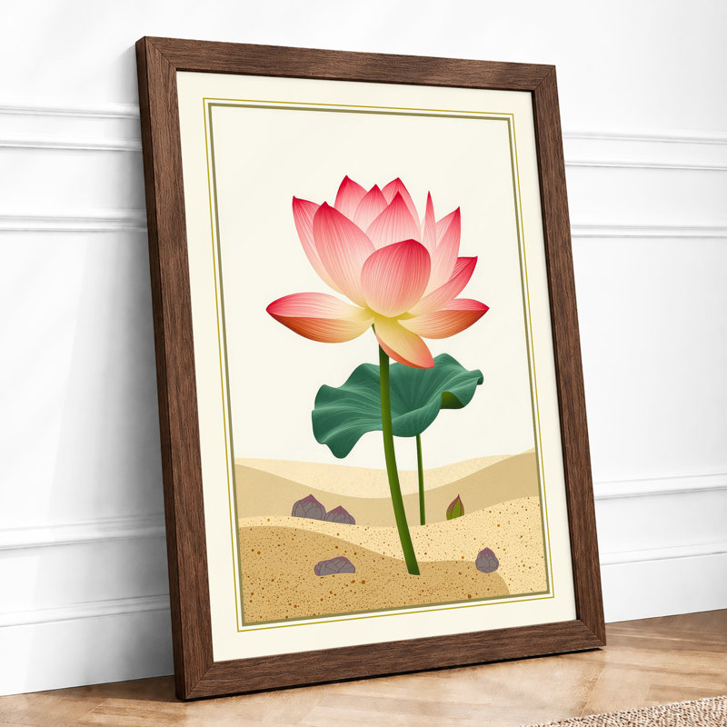 Desert Lotus Botanical - Framed Print, A3 - 42.0 x 29.7 cm, Walnut