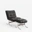 Méridienne Mid-Century moderne en cuir d'inspiration Bauhaus avec pieds en repose-pieds chromés-1643604171
