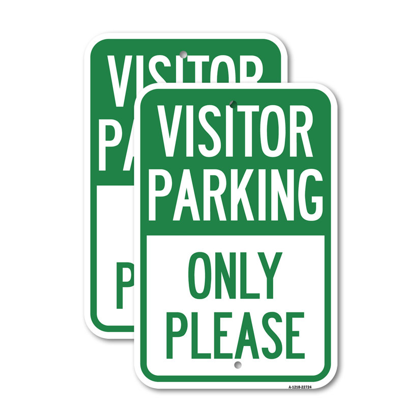 (Paquet de 2) Enseigne de stationnement visiteur Enseigne de visiteur en aluminium de calibre 12 po x 18 po