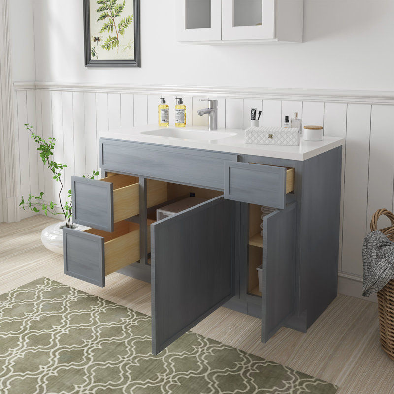 Base de meuble-lavabo simple 48 po seulement, Argent argent