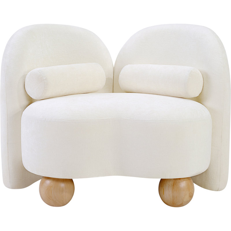 Chaise rembourrée Daphne, Tissu chenille crème