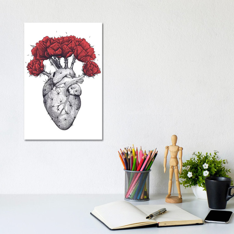 Cactus Heart by Valeriya Korenkova - Wrapped Canvas Print, 30.48cm H x 20.32cm W x 1.905cm D