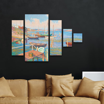 Ensemble de 5 panneaux muraux - Marcus Jules «Master», art mural sur toile pour salon, chambre à coucher ou bureau 