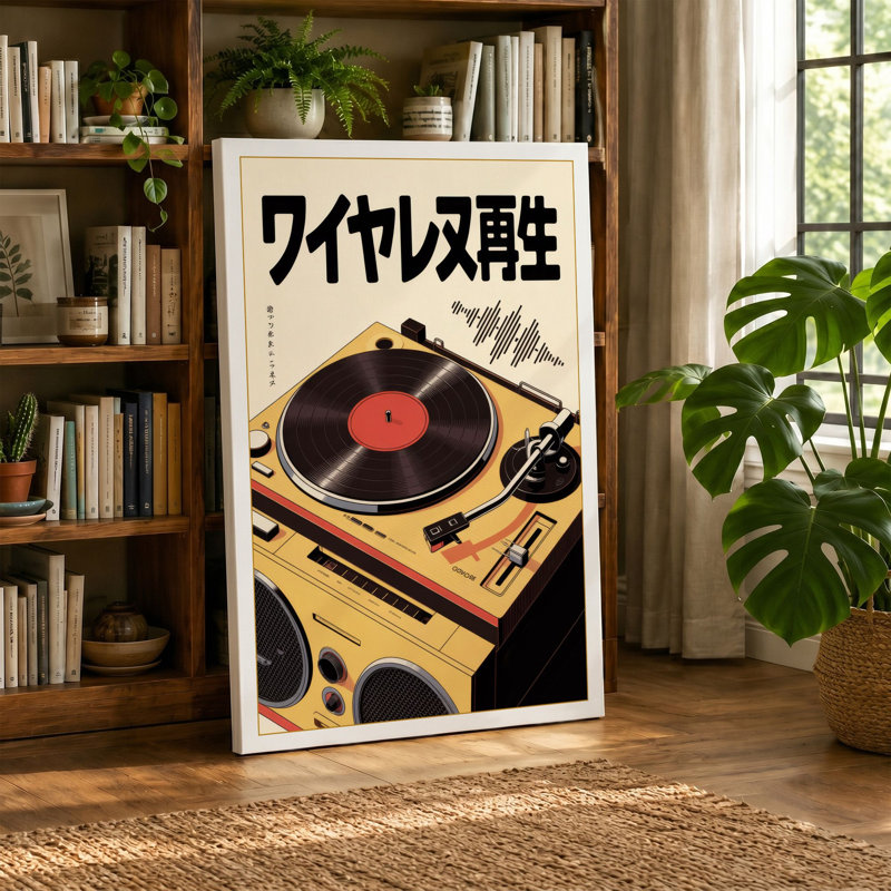 Wireless Vinyl Retro - Wrapped Canvas, 18x12 - 45.7 x 30.5 cm, White Border