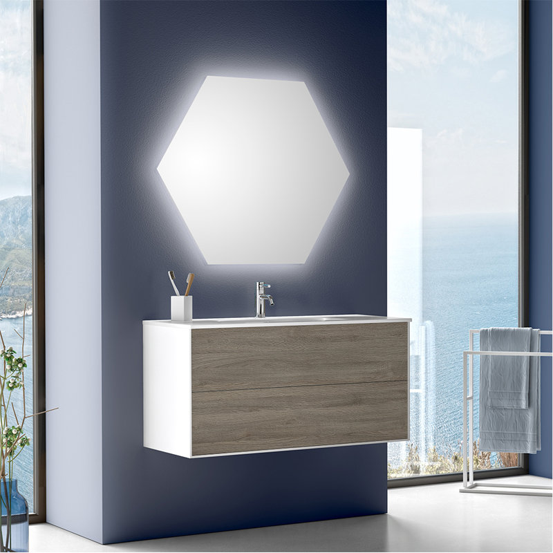 Abirad Vanity & Mirror Set, Medium Wood