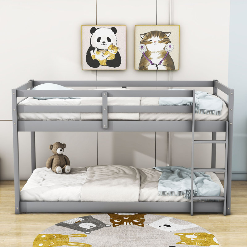 Brodhead Kids Twin Over Twin Bunk Bed, Gray