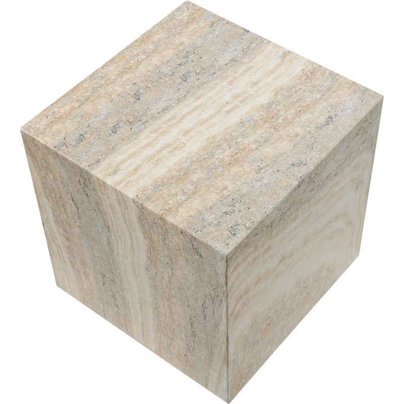 Piazza Geffrey Finished Concrete Indoor/Outdoor End Table, Travertine