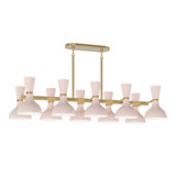Clare Chandelier - 10-Light - Modern Brass - Baby Blue