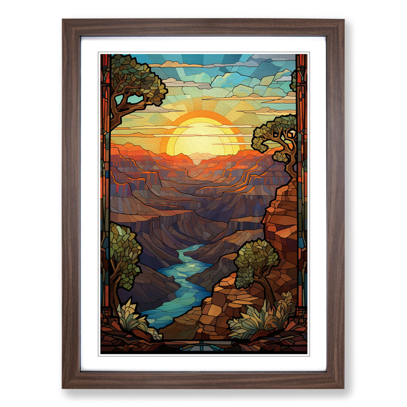 XYZ-FRM-V1223-3513 Grand Canyon Nouveau - Single Picture Frame Print on Wood