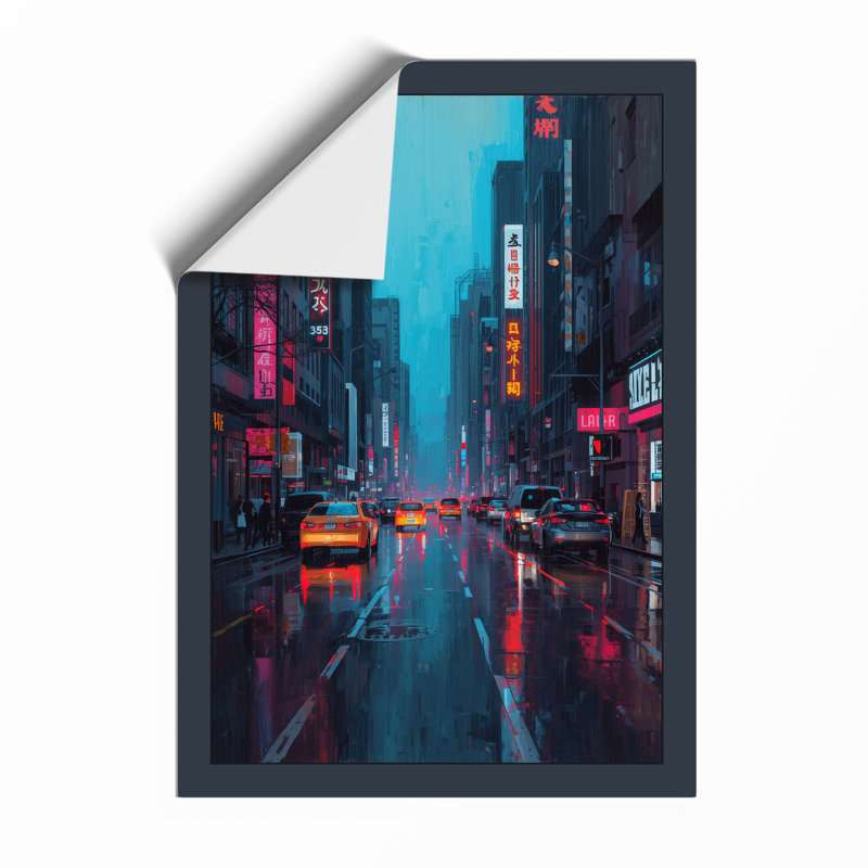 Neon Rain Modern - Print, Unframed, A2 - 59.4 x 42.0 cm