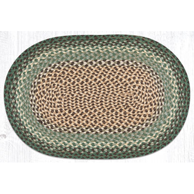  Dark Green Oval Braided Rug – Durable Handcrafted Natural Fiber Floor Mat