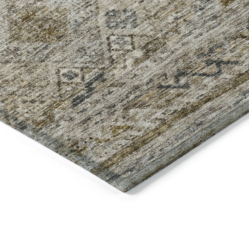 Brown Synthetic Washable Rectangular Indoor/Outdoor Rug 3' x 5'