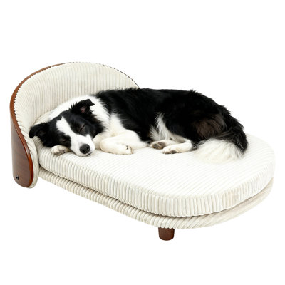 Ergonomic Solid Wood Dog Bed with Memory Foam Padding and Elevated Design