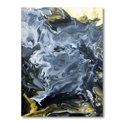 Or blanc et nuages de marbre jaune IV - peinture sur toile