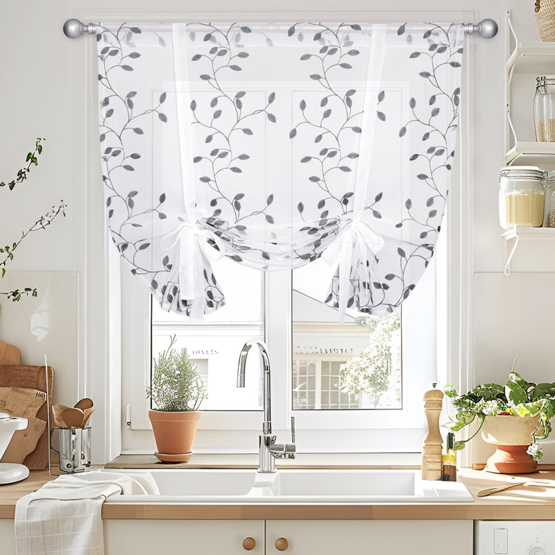 Rod Pocket Sheer Window Valance, Gray