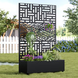 Indoor/Outdoor/Decor/Garden Two-Tone Planter Box with Lattice Panel Trellis Privacy Screen