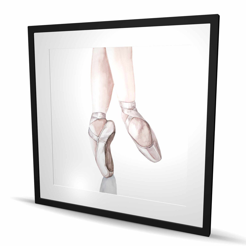 Pieds de ballerine - Impression mat romantique encadrée pour la décoration intérieure, Noir